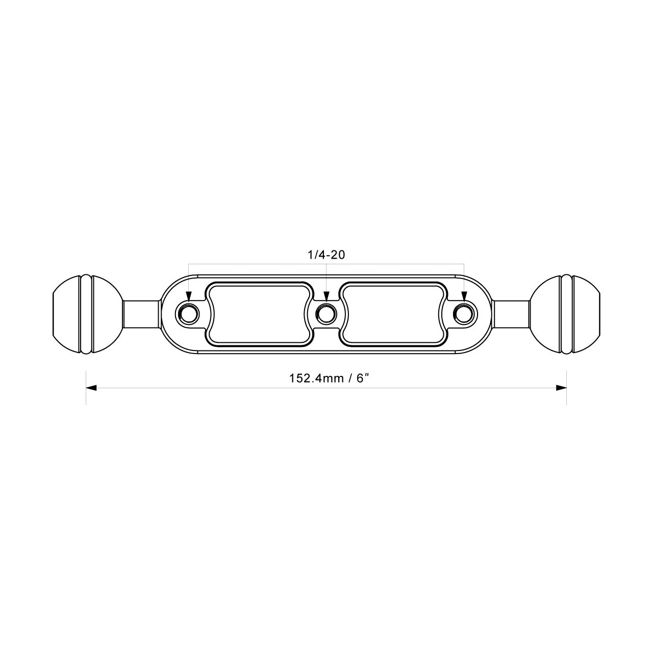 AOI AM1A-BB-6-BLK Ball Arm 6"