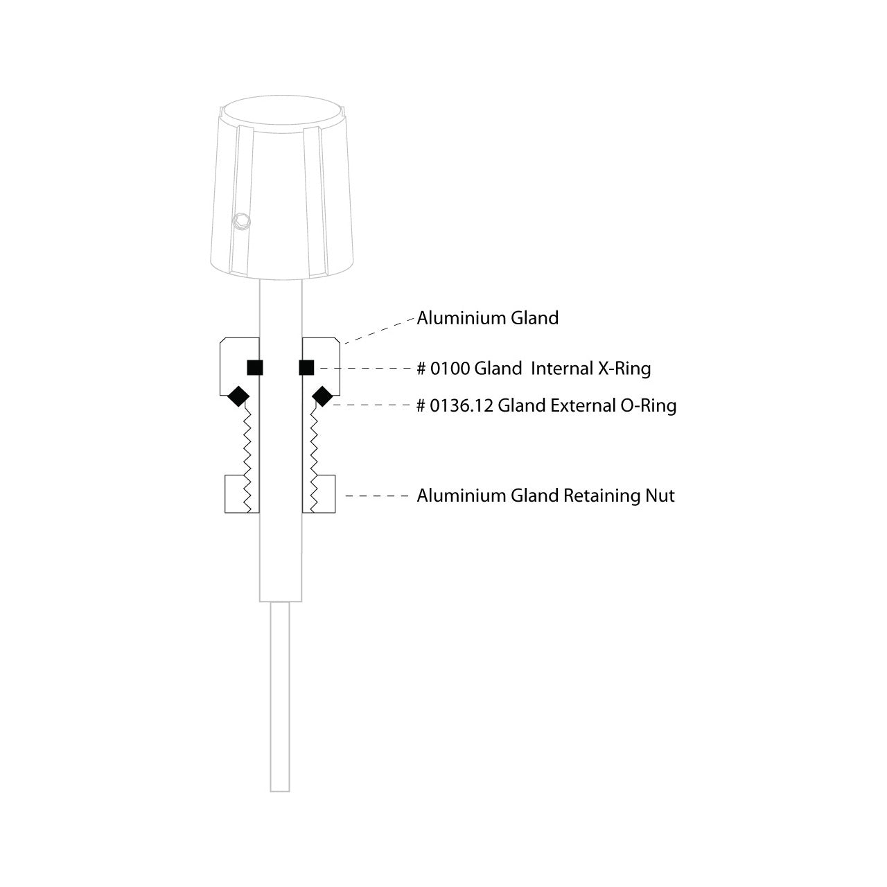 Ikelite Aluminum Control Gland (1/4 Inch)