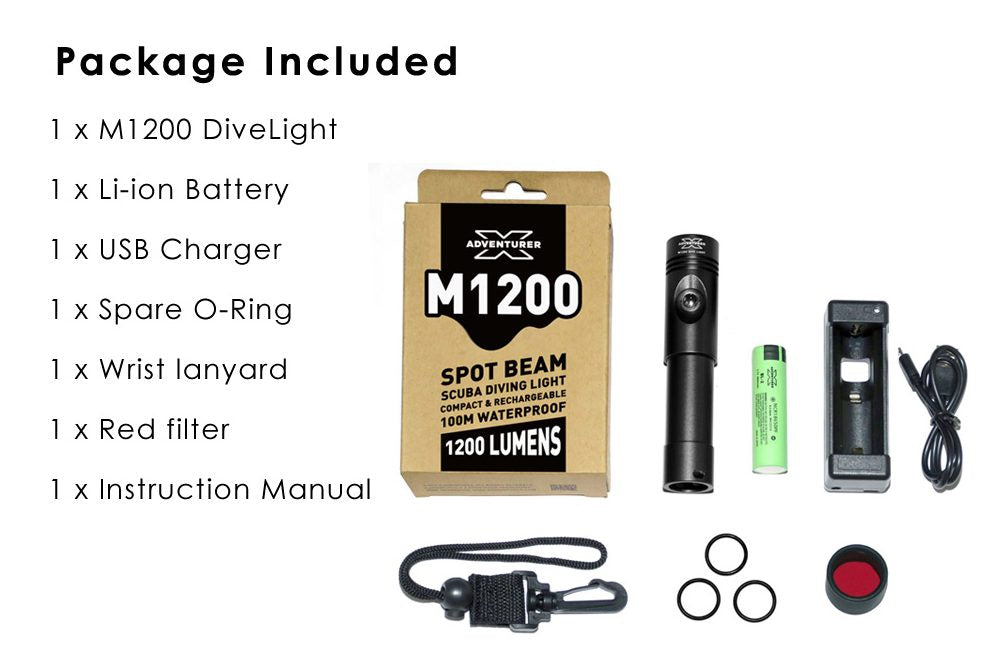 X-Adventurer M1200 LED Dive Torch