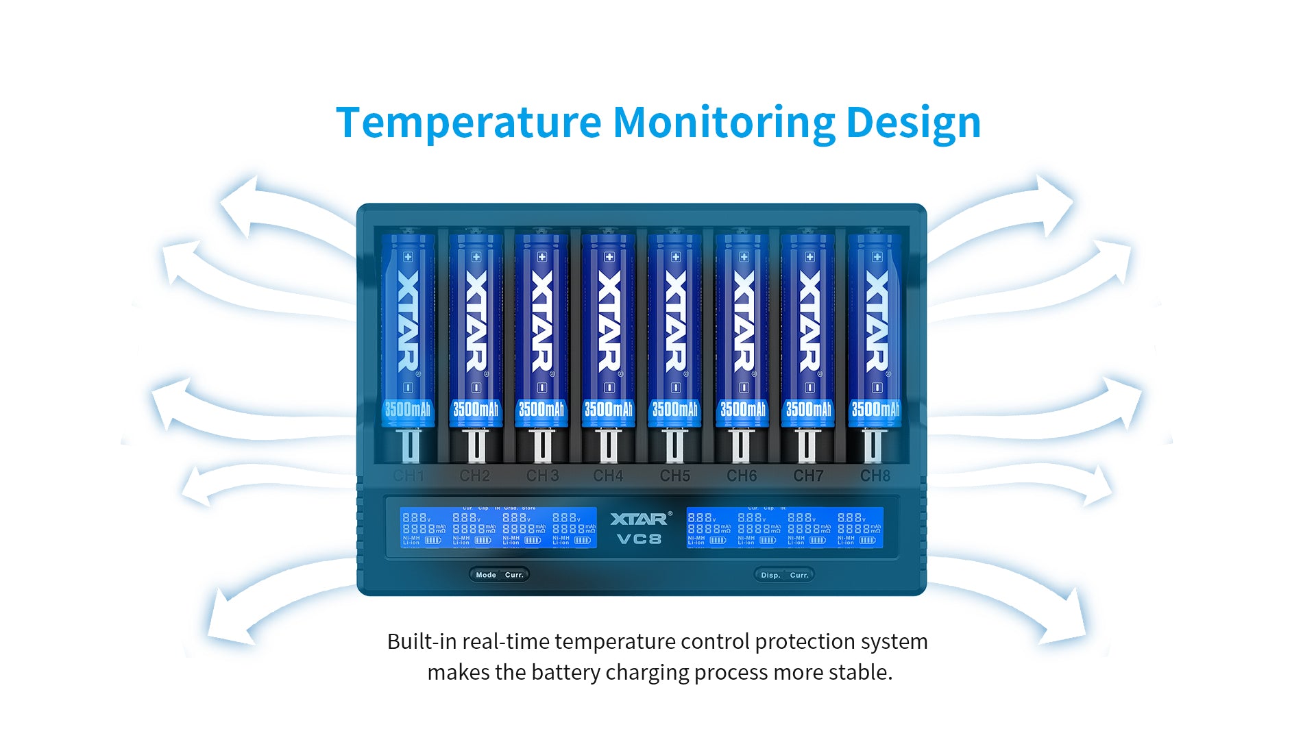 XTAR VC8 Fast Battery Charger for 8 x Li-ion Batteries