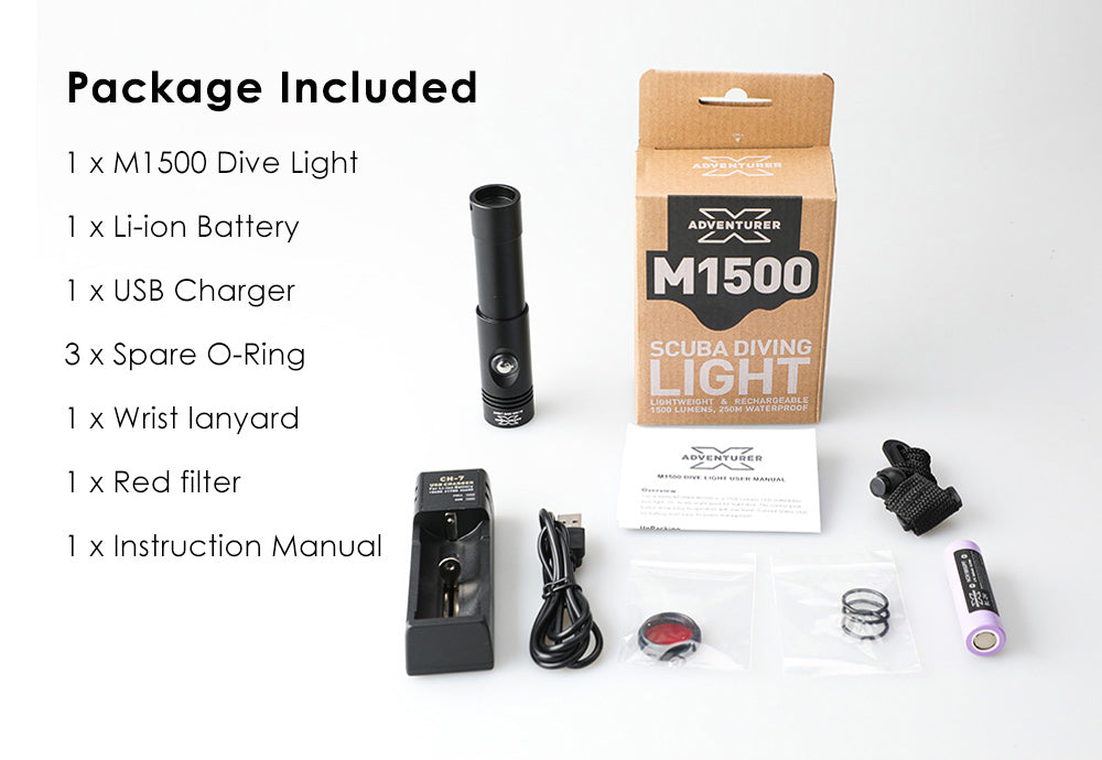 X-Adventurer M1500SL Dive Torch BLACK