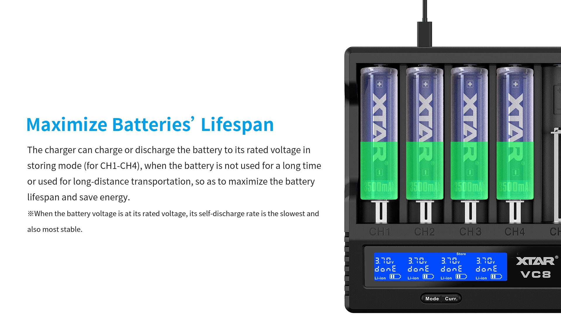 XTAR VC8 Fast Battery Charger for 8 x Li-ion Batteries