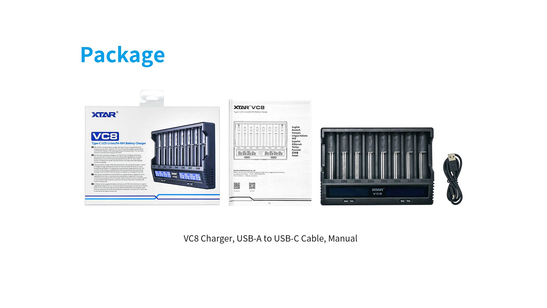 XTAR VC8 Fast Battery Charger for 8 x Li-ion Batteries