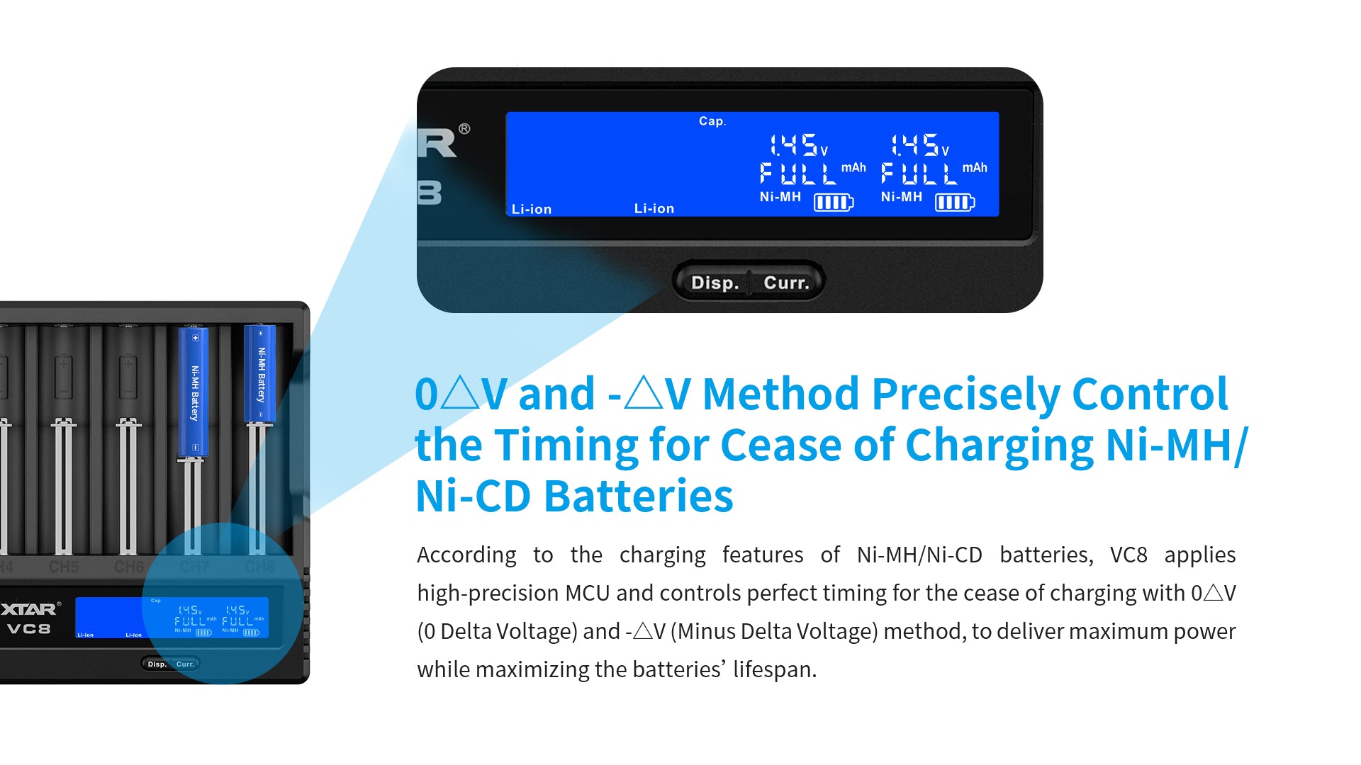 XTAR VC8 Fast Battery Charger for 8 x Li-ion Batteries